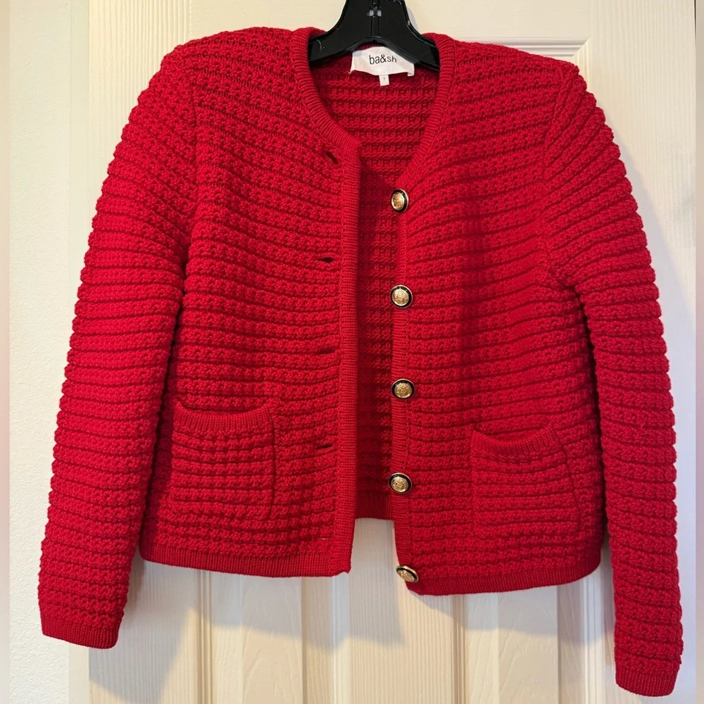 ba&sh Red Textured Cardigan - Picture 11 of 13